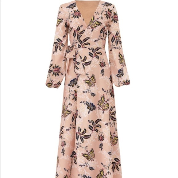 Jet Set Diaries Dresses & Skirts - Blush Print Silk Maxi Wrap Dress